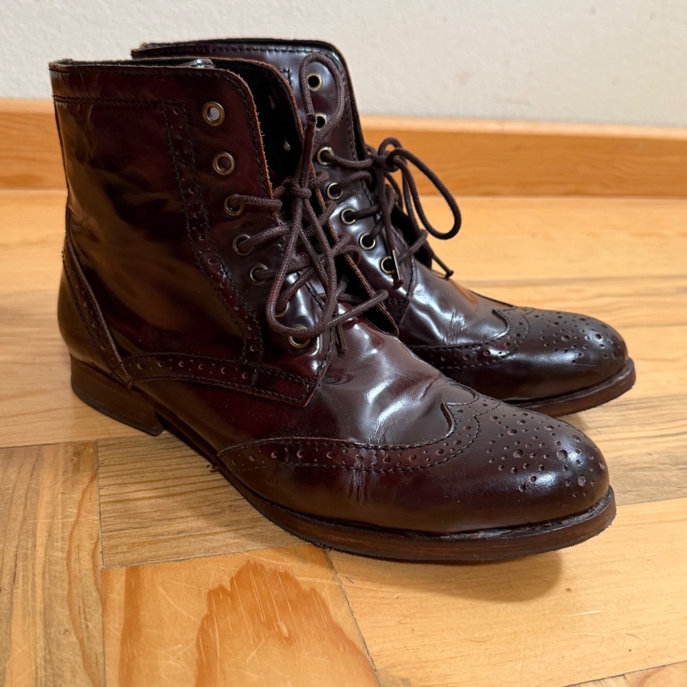 Vintage Hudson Wingtip Oxblood Red Leather Boots Women Size 39 EU 8.5‎ US